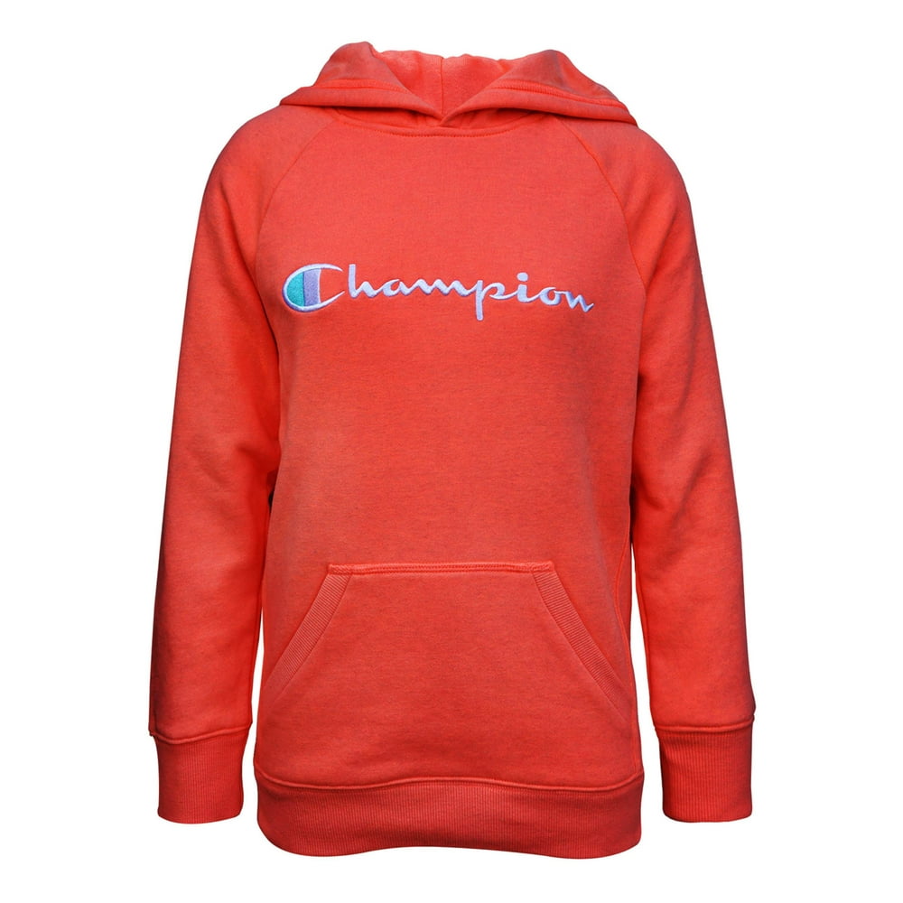 Champion - Champion Girls 7-16 Embroidered Logo Raglan Fleece Hoodie ...