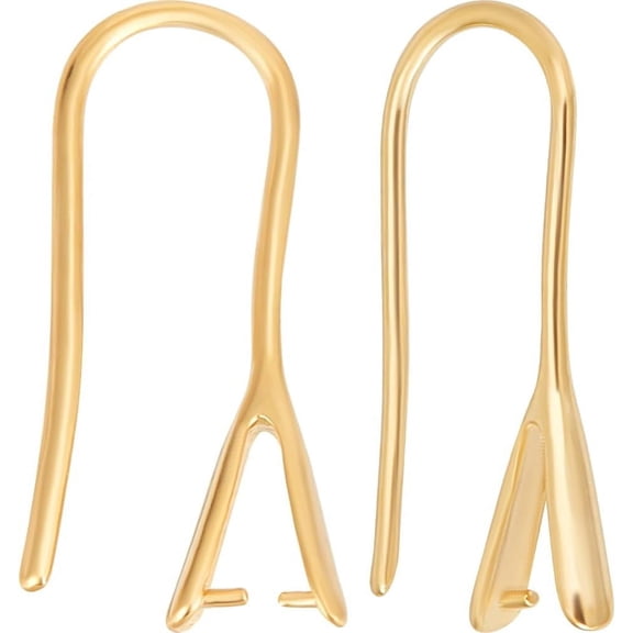 1 Box 30Pcs Pinch Bail Earring Findings Clasp Real 24K Gold Plated Brass Ear Wire with Pendant Clasp French Earring Hooks Bail for Jewelry Making Supplies Earrings DIY Crafts for making