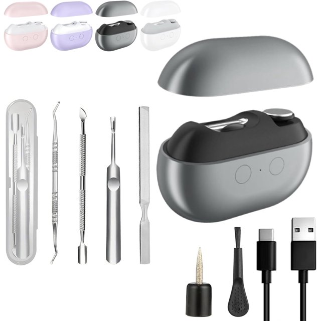 Vueeze EasyClip Smart Nail Clipper - Integrated Shear/Grinding System, LED Safety Lighting, Vueeze EasyClip Toenail, Two Grinding Heads Suitable for Grinding Large Areas and Crevices (Black)