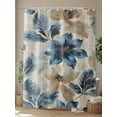 thumbnail image 4 of Fsddascl Blue Brown Botanical Shower Curtain Set - Extra Long 72" x 96" Washable Bathtub Curtain with 12 Hooks, Elegant Summer Flowers Vintage Waterproof Fabric Stall Shower Curtains for Bathroom, 4 of 6