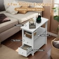 thumbnail image 5 of Jaxpety End Table with Charging Station, 4-Tier Small Side Table with 2 Drawers & USB Ports & Power Outlets for Small Spaces, Nightstand for Living Room, Bedroom, White, 2PC, 5 of 15