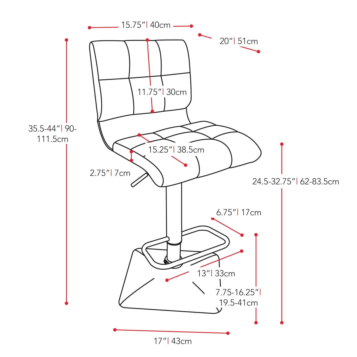CorLiving Hudson Lot de 2 tabourets de bar carrés pivotants modernes en similicuir à hauteur réglable avec dossier moyen pour l'intérieur
