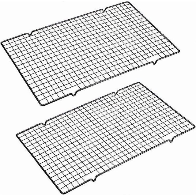 Set of 2 Baking Cooling Rack, 10 x 16 Non-Stick Heavy Duty Wire Oven Safe Cooling Rack for Roasting and Baking