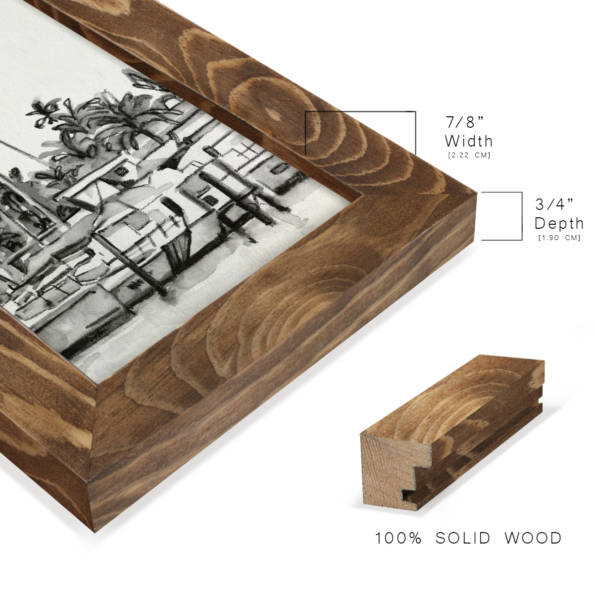 Neutral Tropics IV - Framed Print w/glass - Walnut