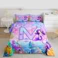 thumbnail image 2 of jejeloiu Cute Mermaid Twin Comforter Sets,Watercolor Letter M Bedding Set For Kids Girls Reversible 2-Piece, 2 of 8