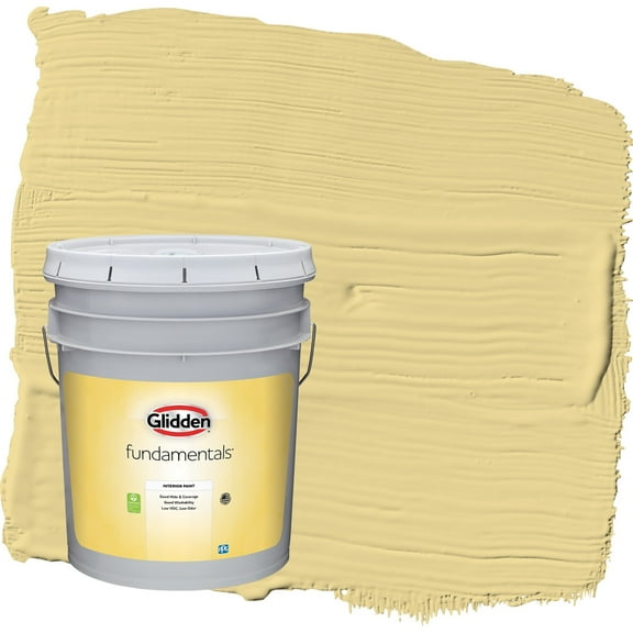 Glidden Fundamentals Wayward Wind / Yellow Eggshell Interior Paint, 5 Gallon