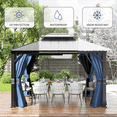 thumbnail image 5 of ELPOSUN Outdoor Living 12’ X 14’ Hardtop Gazebo Canopy with Netting & Curtains, Outdoor Aluminum Gazebo with Galvanized Steel Double Roof for Patio Lawn and Garden, Blue, 5 of 8