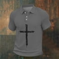 thumbnail image 4 of Kalauyu Mens Short Sleeve Turn Down Collar With Button T-Shirts Jesus Cross Printed Shirts, 4 of 4
