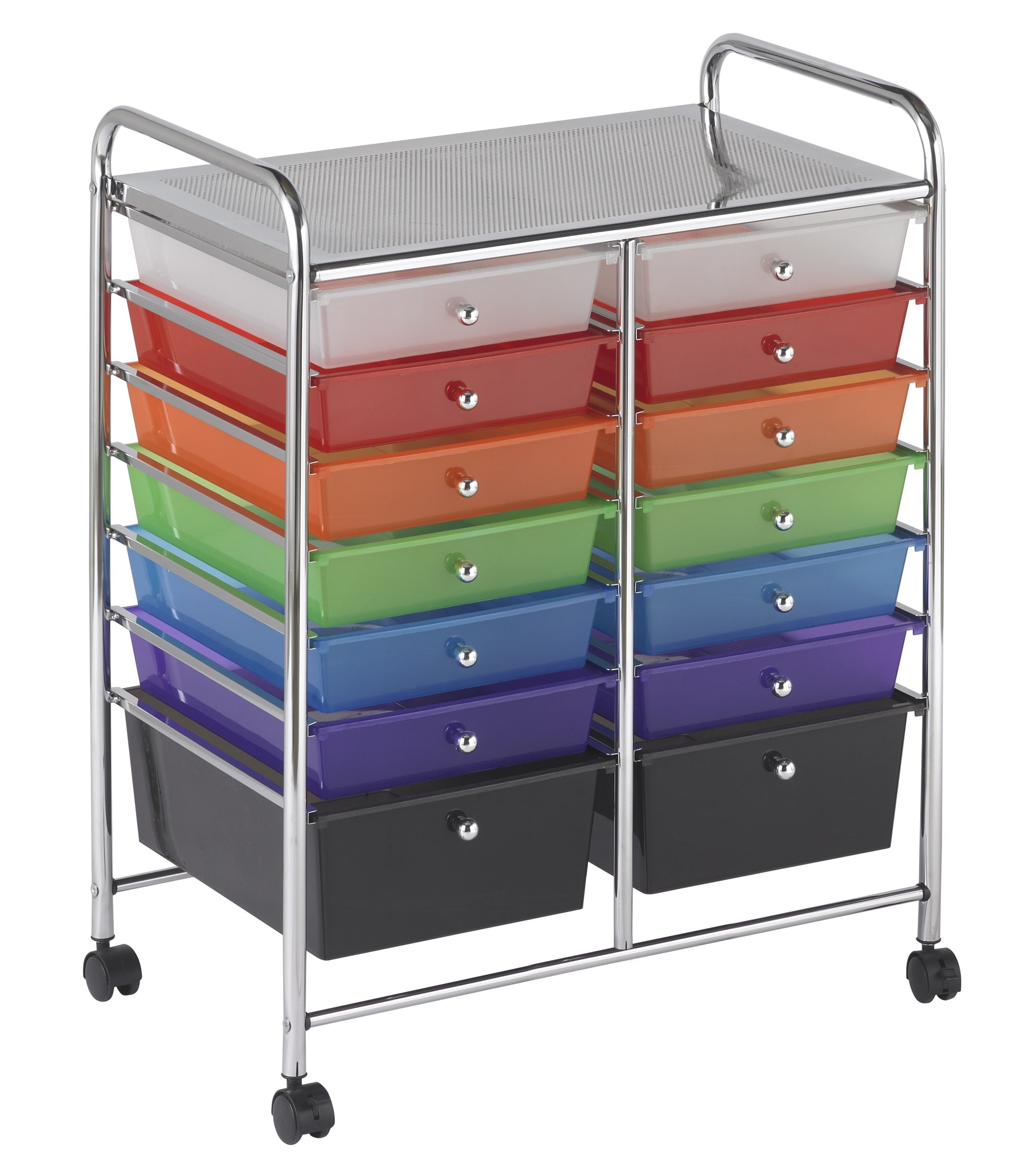ECR4Kids 14Drawer Plastic Mobile Organizer, Rolling Cart for Storage