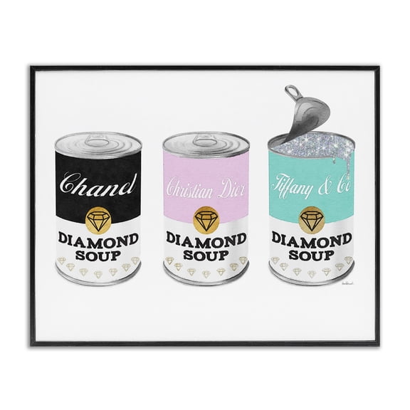 Stupell Industries Eclectic Glam Fashion Trio Condensed Soup Vintage Pop Design Black Framed Giclee Art, 14 x 11, by Amanda Greenwood