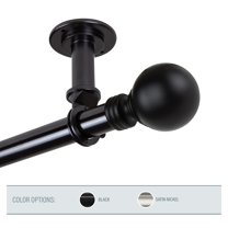 InStyleDesign Pellet 1 inch Diameter Ceiling Curtain Rod/ Room Divider Black 48 to 84 inches Black Finish