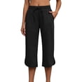 thumbnail image 3 of yillto Womens Capri Pants Elastic Waist Drawstring Loose Causal Pants Cropped Workout Pants with Pockets, 3 of 6