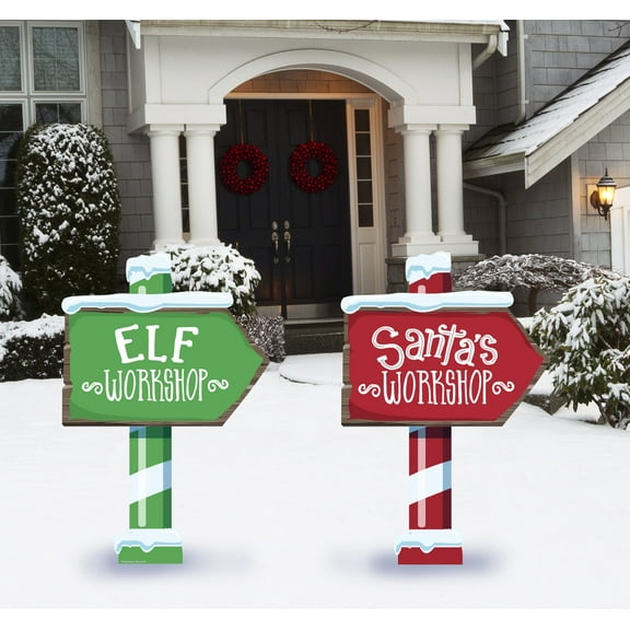 Elf Santa Workshop Signs Set of 2