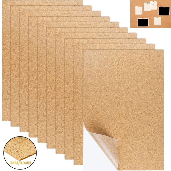 Self-Adhesive Cork Sheets Tutuviw 10 Pcs 1mm Thick Cork Boards for Walls Cork Tiles Vision Board Rectangle Wooden Tiles Wood Mats for Home Office Bulletin Board Decorations (11.8x8.3x0.04in)