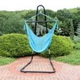 thumbnail image 4 of Sunnydaze Polyester Caribbean-Style Hammock Hanging Chair with Adjustable Stand - Sky Blue, 4 of 11