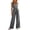 Gray, variant on Womens V Neck Sleeveless Wrap Jumpsuit Self Tie Waisted Wide Leg Romper with Pockets for Summer Casual Vacation