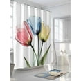 thumbnail image 3 of Tulips Shower Curtain, Colorful Floral Abstract Flowers Spring Summer Waterproof Shower Curtain Set with 12 Hooks Lightweight Washable Fabric Shower Curtains for Bathroom 36x72 Inches, 3 of 6