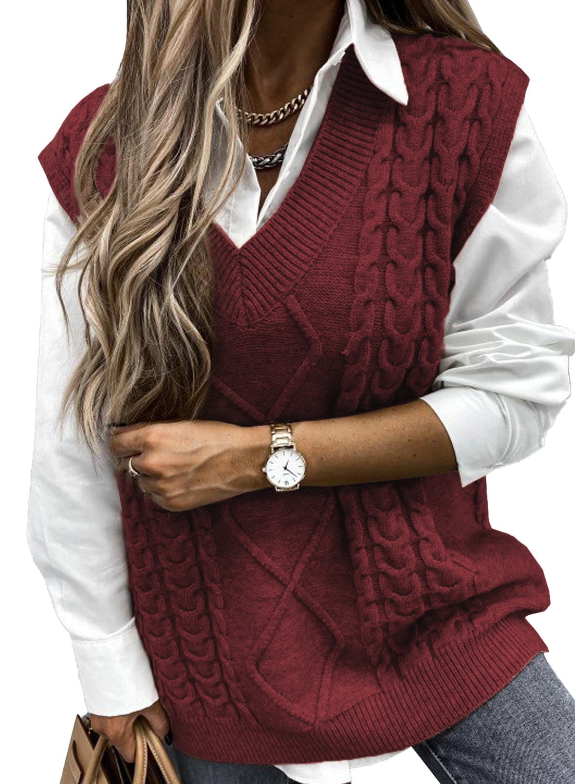 Alion Mens Regular V Neck Sleeveless Knit Pullover Sweater Vest
