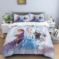 thumbnail image 3 of Juego de cama de tres piezas con estampado de dibujos animados de Disney Frozen Elsa y funda de almohada para niños o adultos, tamaño King, Queen, Full y Twin, 3 of 5