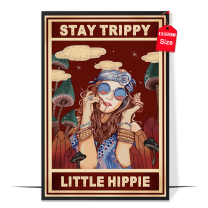 LOLUIS Stay Trippy Little Hippie Poster, Vintage Mental Health Awareness Posters, Therapy Counseling Wall Art Home Office Decor DS1 (Unframed 11"x17")
