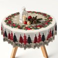 thumbnail image 3 of Nanqianyi 60" Round Christmas Tablecloth,Rustic Pinecone Ornament Wreath Print,Xmas Table Cover for Family Party, 3 of 6