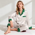 thumbnail image 6 of MEICHEN Pajamas for Women Set Women Satin Pajamas Set Classic Button Down Long Set Womens Sleepwear, 6 of 8