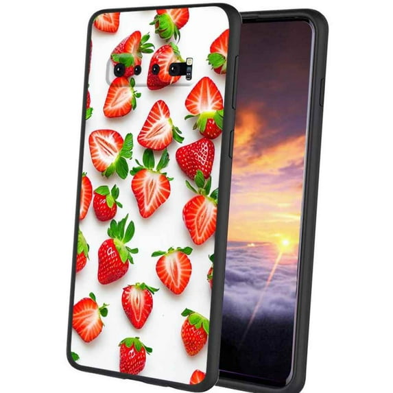 Compatible with Samsung Galaxy S10+ Plus Phone Case, strawberry-berries-8 Case Silicone Protective for Teen Girl Boy Case for Samsung Galaxy S10+ Plus