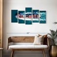 thumbnail image 3 of Elephant Stock Metal Ship Wall Art - Horizontal Multi Panel Canvas - 5 Pieceliving Room Wall Decor - Photography Transportation Multi Panel - Pink And Teal Decor - 49" x 24", 3 of 8