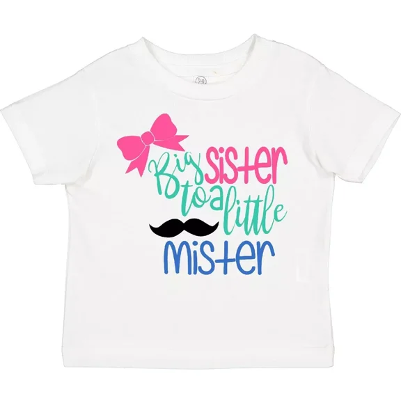 Bella Canvas Big Sister To A Little Mister Bow And Mustache Toddler Shirt Brother Toddler Shirt