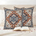 thumbnail image 3 of Orange Blue Boho Southwestern Outdoor Waterproof Pillow Covers, Traditional Ethnic Classical Decorative Square Throw Pillowcase Sofa Cushion Sham for Patio/Couch/Chair, 24"x24" 2 Pack, 3 of 8