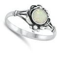 thumbnail image 4 of CHOOSE YOUR COLOR Bali Boho White Simulated Opal Ring .925 Sterling Silver Band CZ Female Size 5, 4 of 4