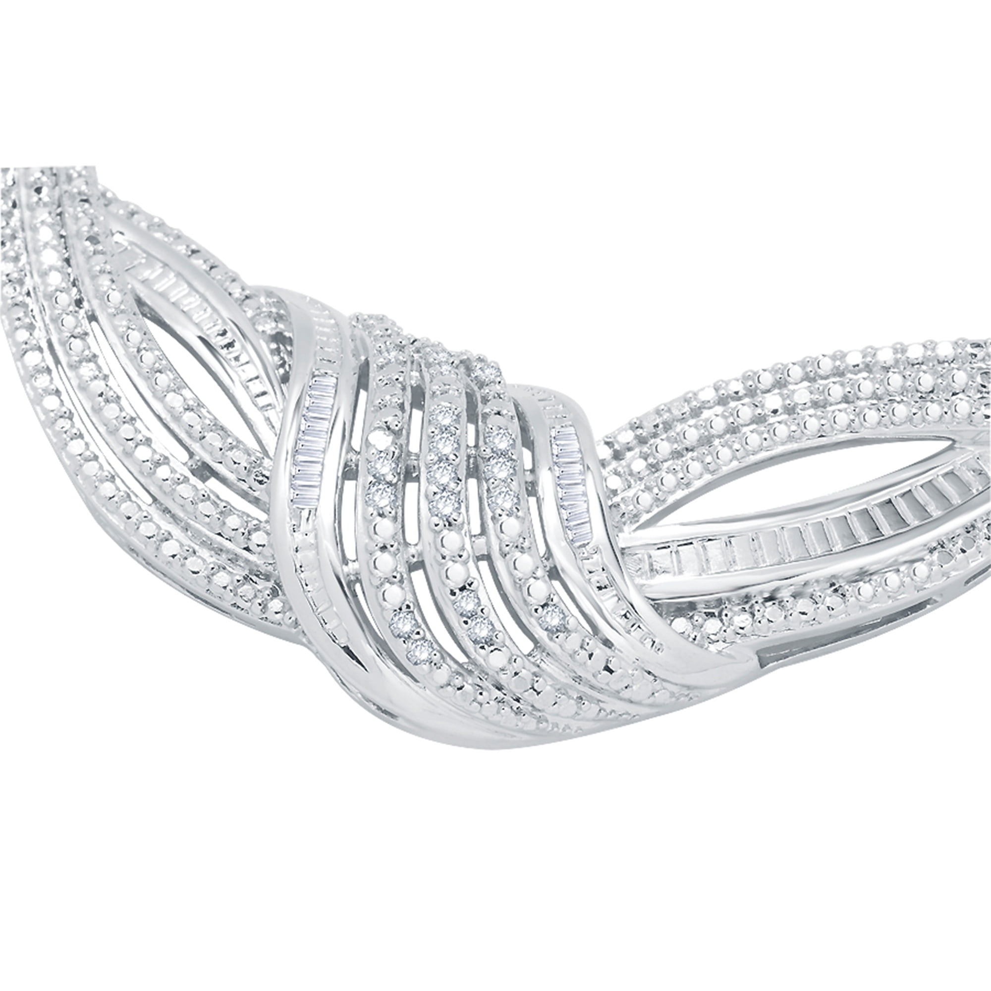 Arista 1/2 Ct Diamond Twisted Necklace in Silver Tone over Brass, 18" (I-J, I3)