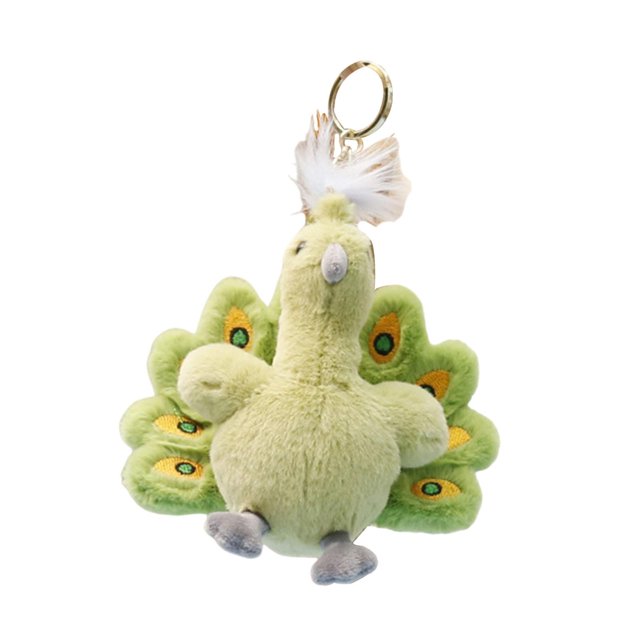 Llavero colgante de peluche de pavo real, accesorio creativo para bolso, llavero de muñeco de pavo real para Verde