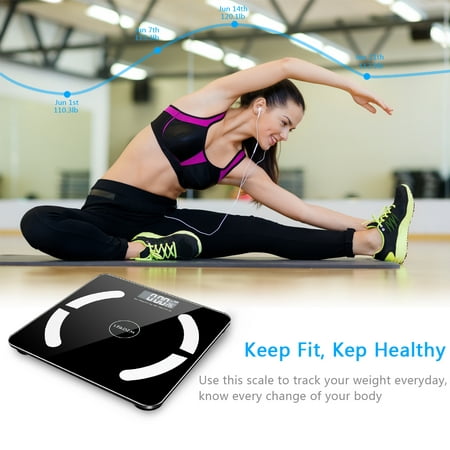 LEADZM Bluetooth Smart Digital Weighing Scale Body Fat Scale OKOK App Black Monitoring body fat visceral fat muscle and bone mass electronic