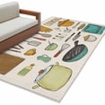 thumbnail image 2 of Rectangle Area Rug 4x6ft,Kitchen Cooking Kitchenware Cartoon Style Washable Carpet Non-Slip Runner Accent Rugs Indoor Floor Mat for Bedroom Living Room Decor,Retro Linen, 2 of 9