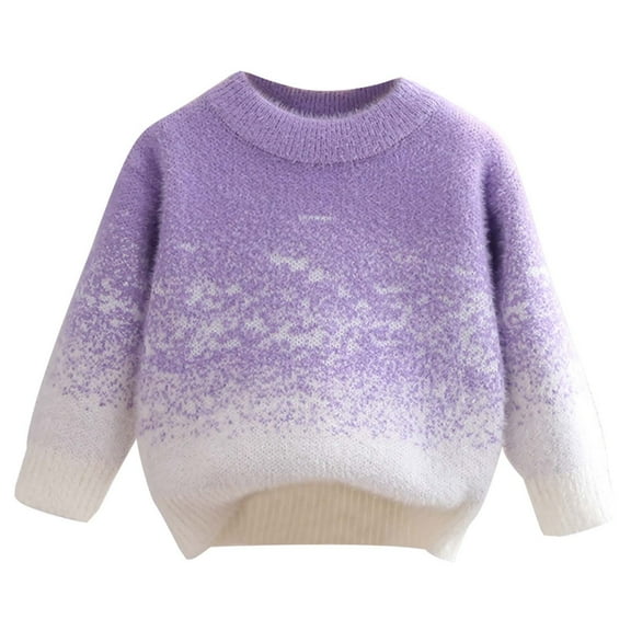 Little Boys Girls Gradient Knit Sweaters Round Neck Long Sleeve Fashion Cable Knit Pullover Top Soft Comfy Sweatshirt Simple Knit Sweater Fall Winter Clothes for Little Boys Girls 4-5 Years