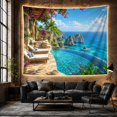 thumbnail image 6 of Infinity Pool on a Tropical Terrace with Sea Arch and Bougainvillea, Serene Coastal Art for Beach Lovers, Scenic Wall Decor Housewarming Gift Tapestry Wall Hanging for Bedroom and Living Room, 6 of 7