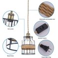 thumbnail image 3 of YLZSXIO Plug in Pendant Light, Black Farmhouse Hanging Chandelier Lights with Linen Shade, 16ft Golden Cotton Cord, Industrail Ceiling Lamp with Dimmable Switch, for Kitchen Island Living Room, 3 of 17