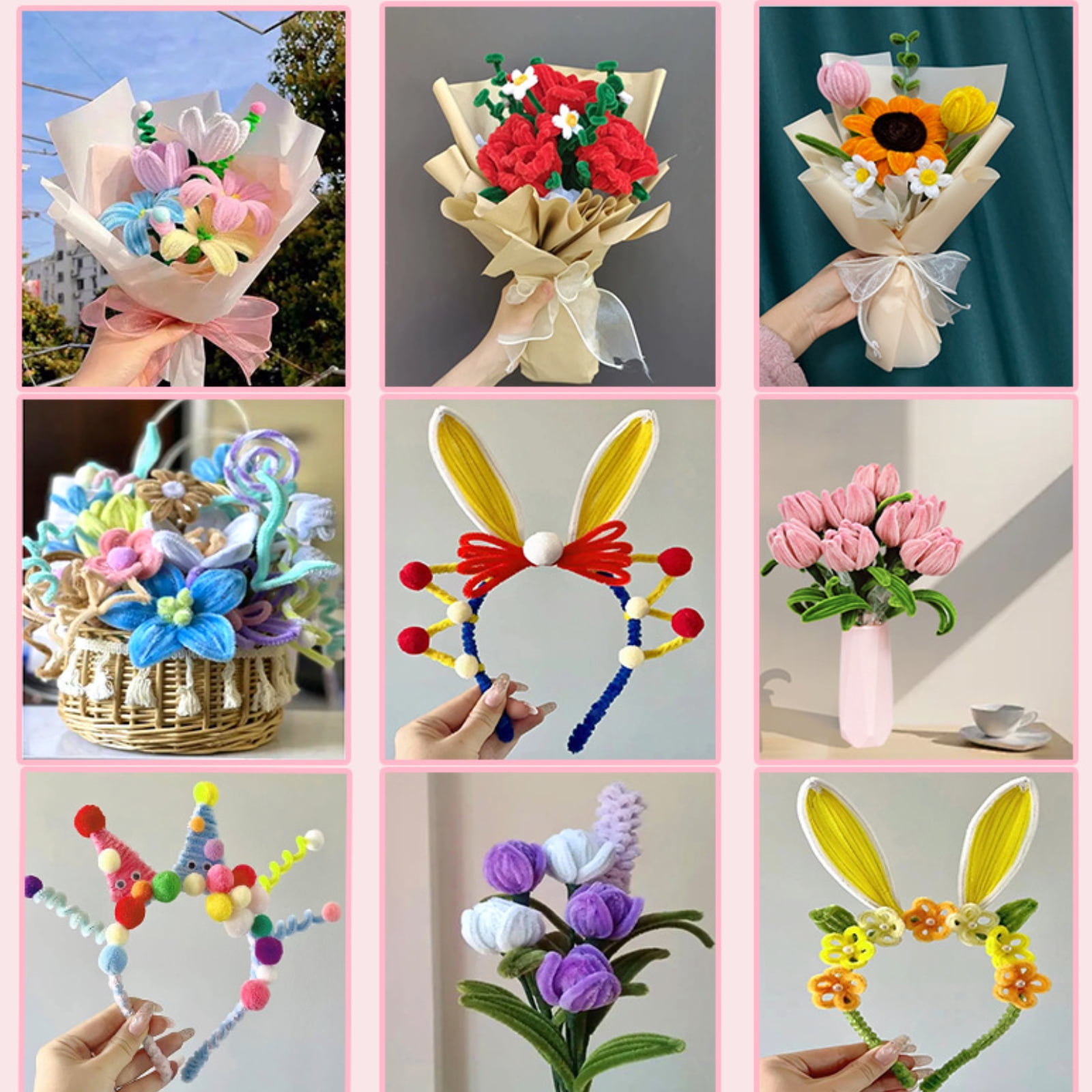 100PC Pipe Cleaners, Pipe Cleaners Craft, DIY Simulation Bouquet Materials,30 Colors Craft Pipe Cleaners Bulk(6mm x 12in)