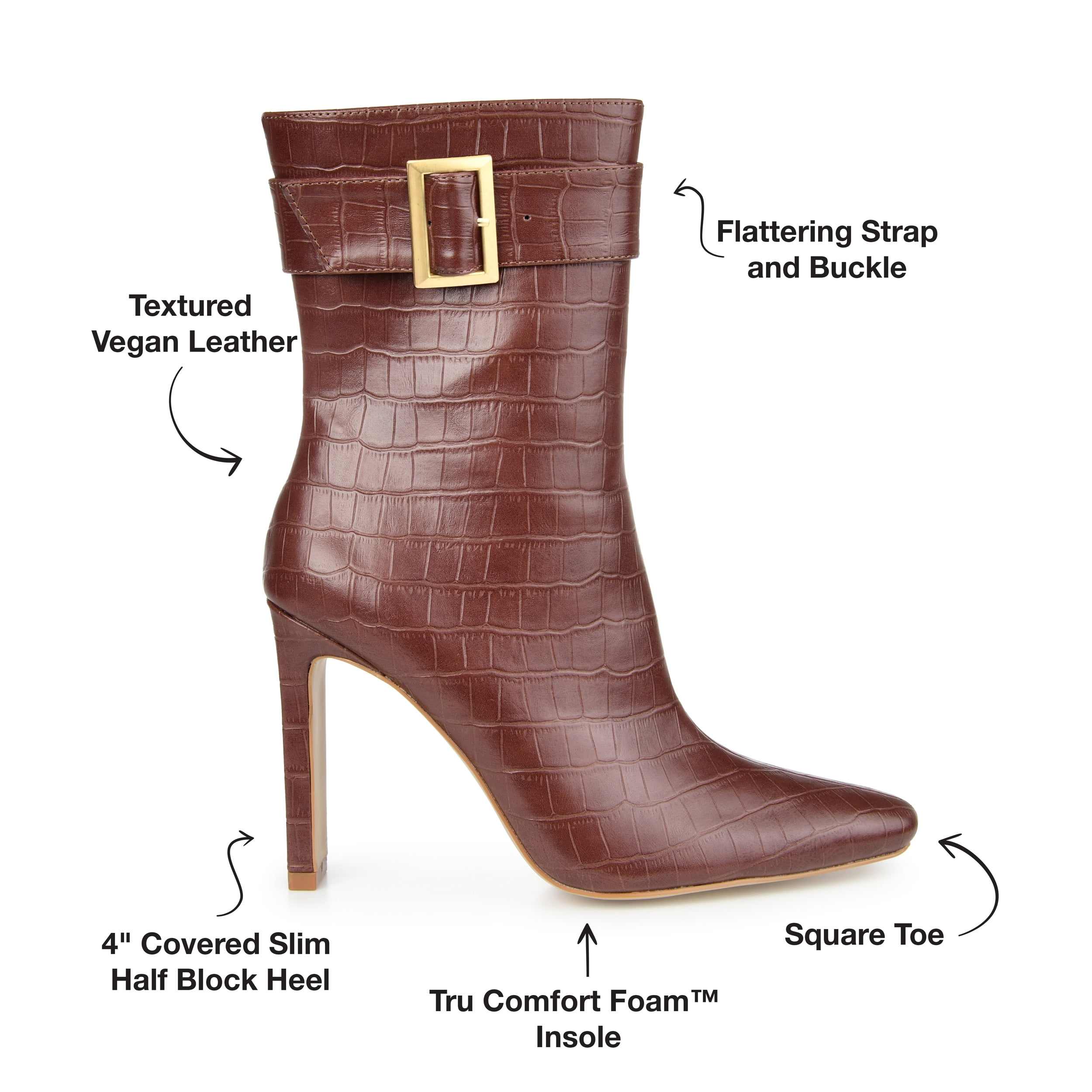 Journee Womens Elanie Inside Zip Block Heel Booties