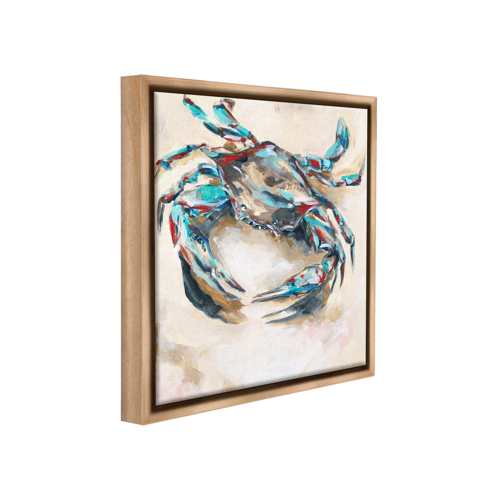 Stupell Industries Abstract Nautical Crab Animals & Insects Painting Brown Floater Framed Canvas Art Print Wall Art, 25 x 25