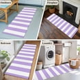 thumbnail image 6 of Purple Striped Large Area Rugs for Bedroom Living Room, Soft Non Slip Carpet Bedside Rug, Modern Farmhouse Purple White Stripes Rectangular Floor Cover Kitchen Accent Rug 2'x6' for Dining Room/Office, 6 of 9