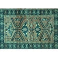 thumbnail image 1 of Ahgly Company Indoor Rectangle Persian Turquoise Blue Traditional Area Rugs, 7' x 9', 1 of 4