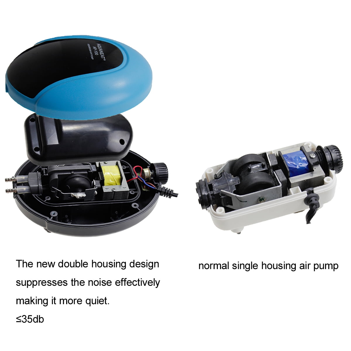 Aquaneat Aquarium  Quiet Air Pump 100Gal Fish Tank Hydroponic Oxygen Aerator with Stones Bubbler Tubing