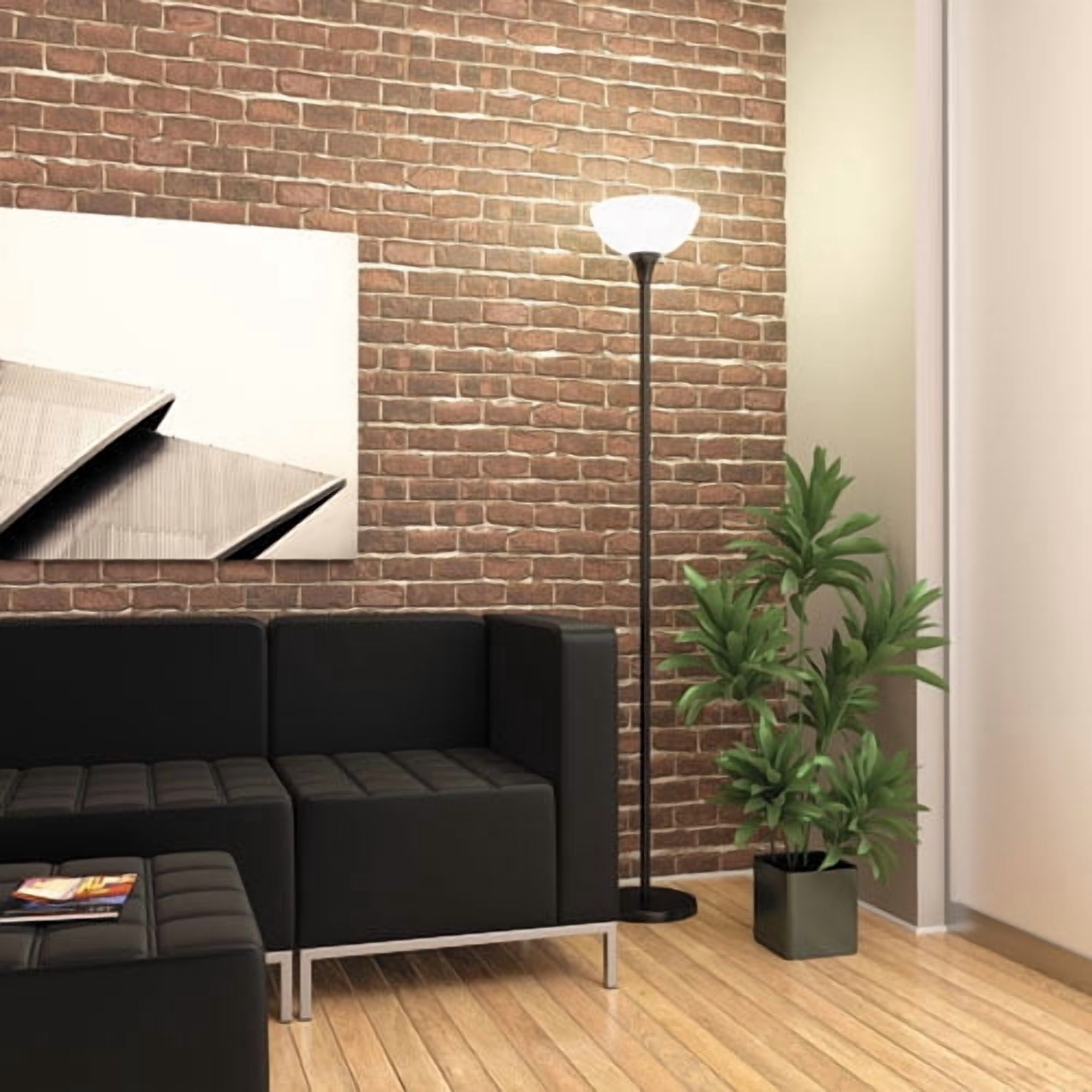 Alera Floor Lamp, 71" High, Translucent Plastic Shade, 11.25"w x 11.25"d x 71"h, Matte Black -ALELMPF72B