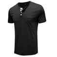 thumbnail image 4 of Summer Henley Shirts for Men Short Sleeve Buttons Round Neck T-Shirts Tops Casual Solid Color Comfy Pullover with Pockets, 4 of 6
