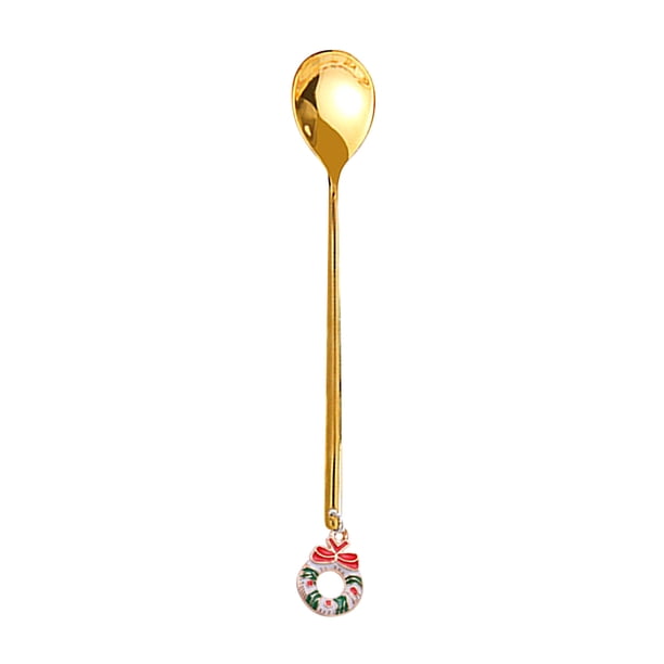 Tenedor de Café de Metal, Cuchara Navideña, Diseño de Frutas de Acero Inoxidable, Fácil de Limpiar, Ideal para Fiestas o Bares, Decoración Navideña, Regalo Perfecto para Amigos, Tamaño 13,5