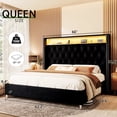 thumbnail image 5 of Merluxy LED Queen Bed Frame,Charging Station and Storage Upholstered Headboard/Velvet/Black, 5 of 7