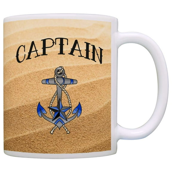 ThisWear Sailing Gift Captain Nautical Anchor Sailing Themed 11 ounce Coffee Mug Sand