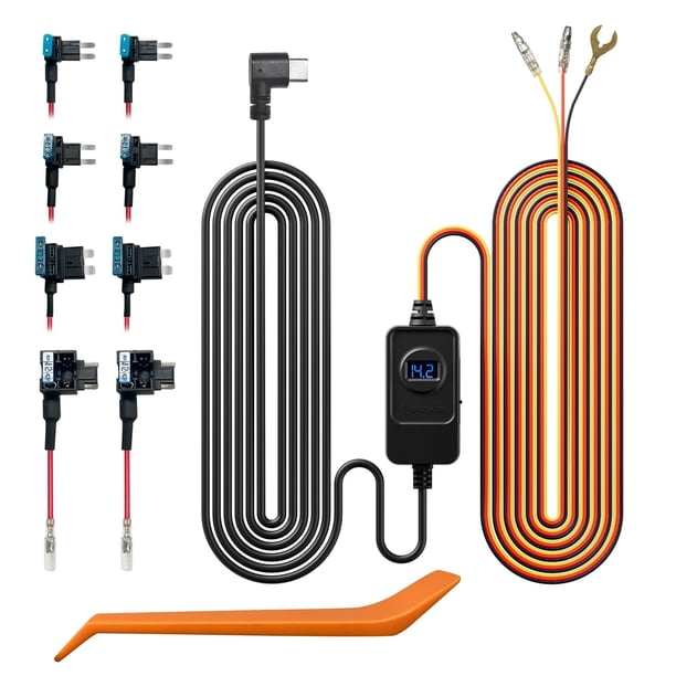 REDTIGER Kit de Cableado para Cámara de Tablero con Indicador de Voltaje, Puerto de Alimentación USB C, Monitoreo de Estacionamiento 24H con Protección de Bajo Voltaje